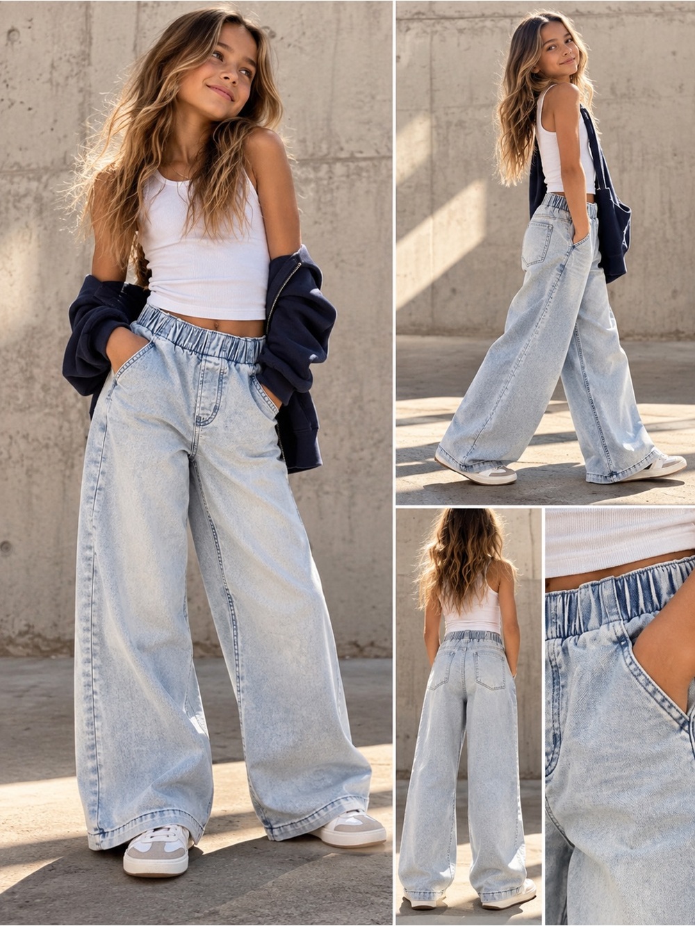GAP Baggy Balloon Light Blue Wide-Leg Kids Jeans M